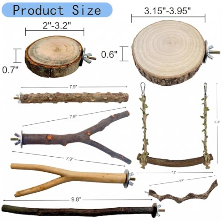 8PCS natural wood bird perches - Health & Wellness Lubbock review and price